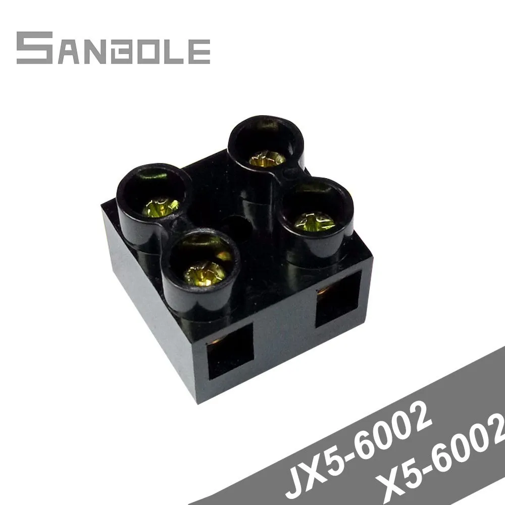 

X5-6002 Terminal Block Fixed Type Black Base Connection Terminals Dual Row Connector Seat JX5 6002 with 4 screws 2P 60A (10PCS)