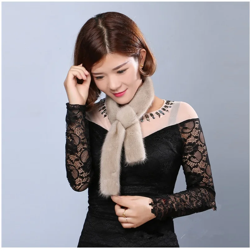 

fur tippet of real mink fur fur accessory soft women's gift natural color good quality lady's thin scarf autumn 2019 spring T16