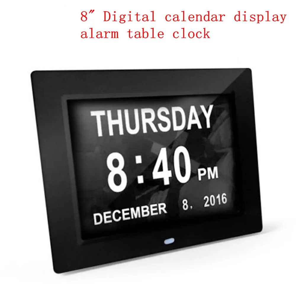 

8" Alarm With Time Day Week Month Year LED Digital Calendar Clock Alarm Home Office School Desk Clocks 3