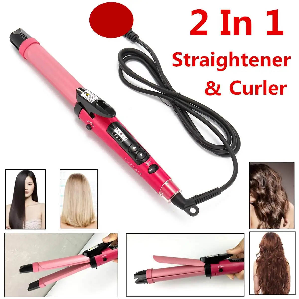 

2 in1 Professional Ceramic Hair Curler Straightener Electric Crimper Ceramic Coating Styling Tools Hair Curling Iron Wave Styler
