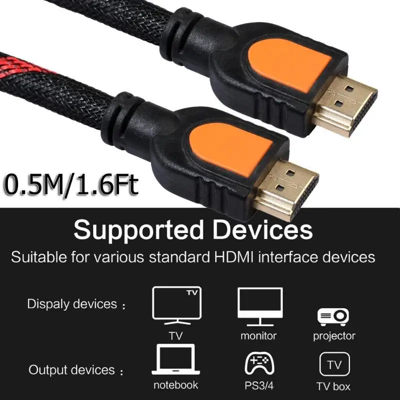 0 5 м кабель HDMI высокого Скорость 1080P 1 4 V Папа папа провод шнур для компьютера ТВ