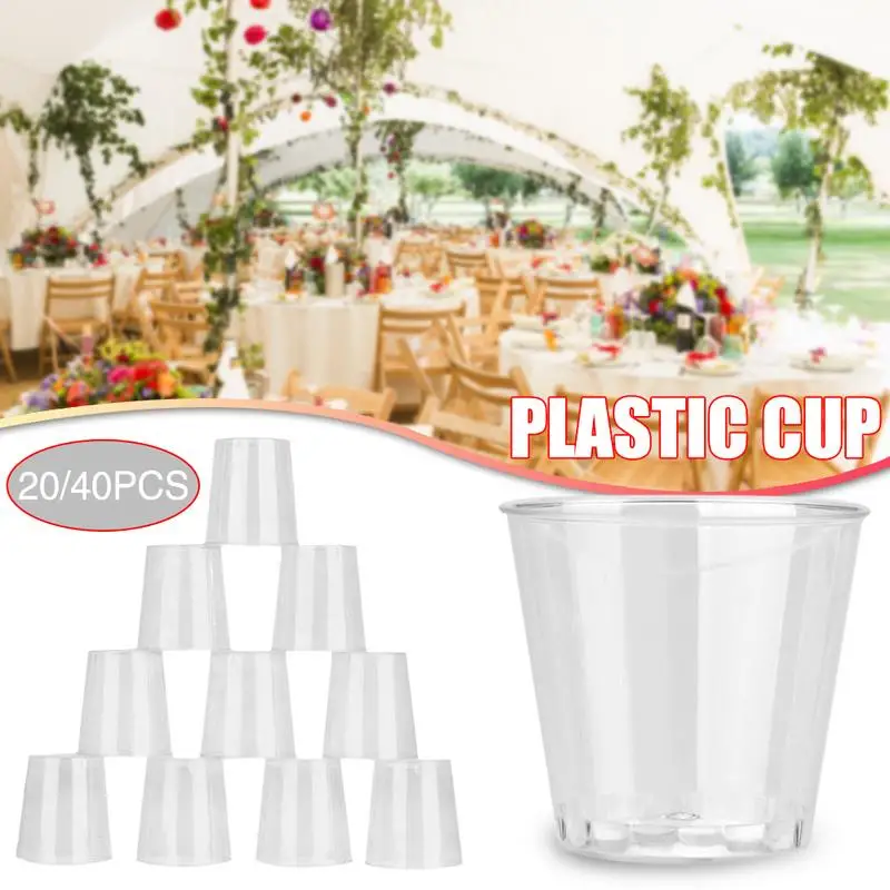 20PCS /SET Clear Plastic Disposable Party Shot Glasses Jelly Cups