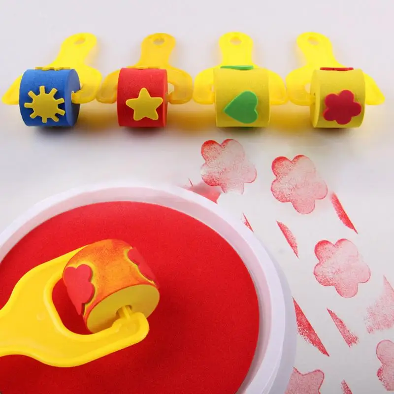 4 шт. в наборе Детская DIY живопись инструмент EVA губчатый валик кисточки набор игрушек для рисования творчества для детей развивающие игрушки