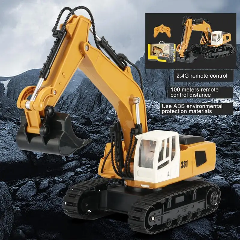 

Remote Control Excavator 1:18 Simulation Excavator Model 9-Channel Electric Construction Truck Toy With Light For Children