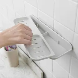 Ванная комната двойной слои дренаж для мыла блюдо легко чистить держатель без дрель настенный органайзер душ анти-скольжения