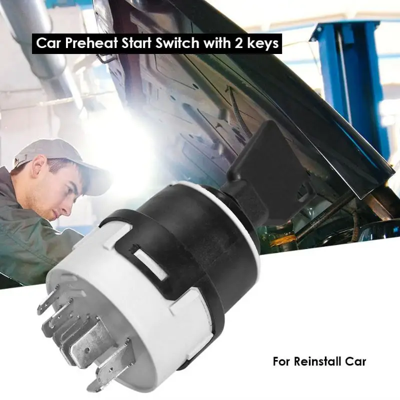 

VODOOL Universal 24V Car Preheat Start Switch 9 Pin Wiring Points Vehicle Boat Tractor Truck Ignition Lock Power Switch 2 Keys