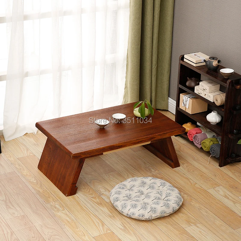 80x50x30cm Japanese Antique Tea Table Rectangle Paulownia Wood Traditional Asian Furniture Living Room Low Dinner Floor Table