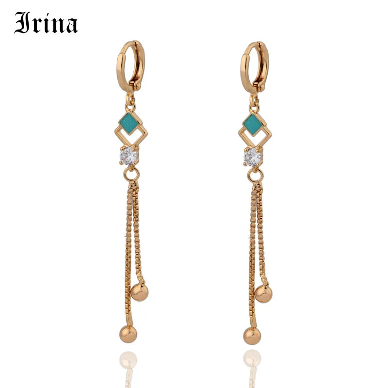 

Irina Gold Color Long Drop Earrings For Women Party Jewelry Gift Pendientes boucle d'oreille Oorbellen Aros