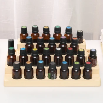 

1 Pcs Essential Oil Organizer 4-layer 30 Holes Wooden Essential Oil Box Aromatherapy Oil Storage Box Rotatable Display Stand