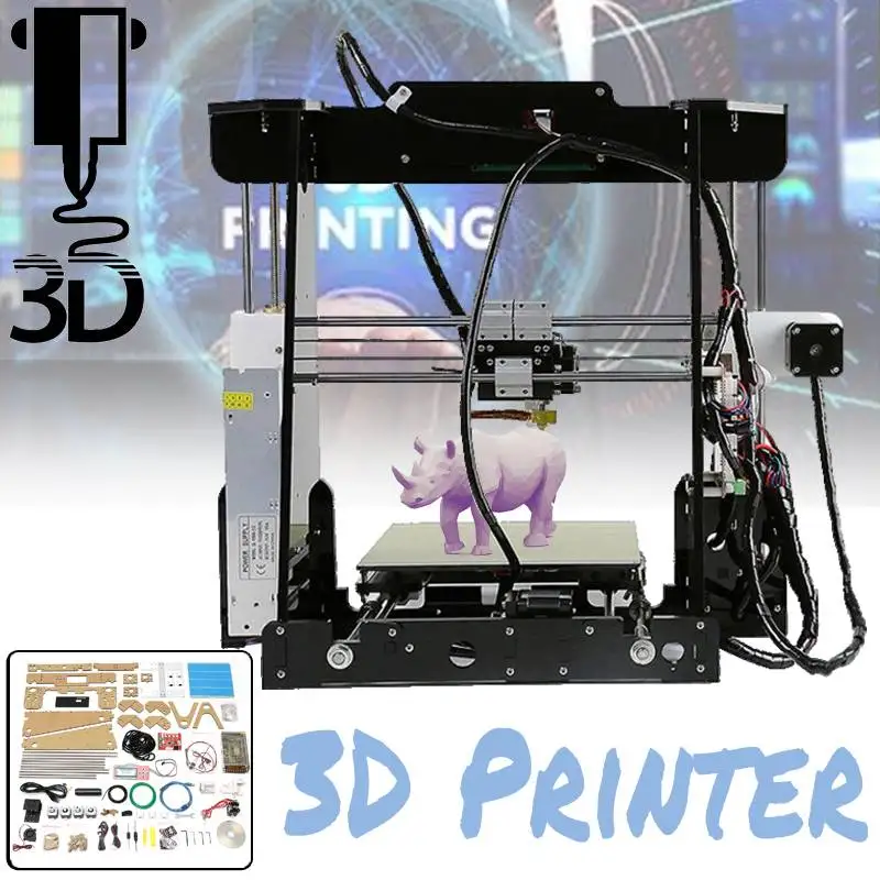

Newest DIY I3 3D printer Kit 220W A8 High Precision Large Plus Size 220*220*240mm Printing Size 0.4mm Nozzle