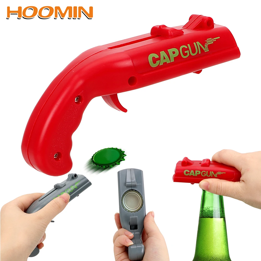 

HOOMIN Beer Bottle Opener Spring Cap Can Openers Drink Opening Catapult Launcher Gun shape Creative Shooter Bar Tools