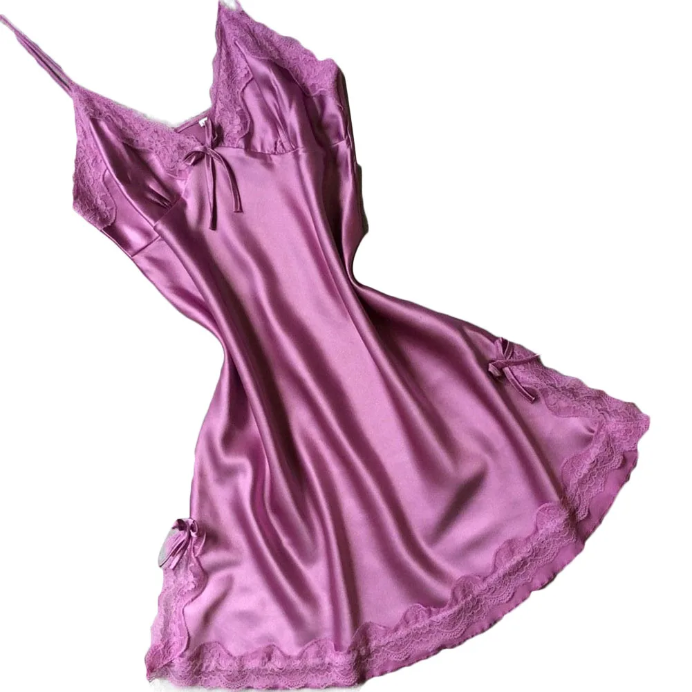 Summer Sexy Women V-neck Sling Silk Nightdress Sexy Lace Pajamas Robe Summer Sexy Women V-neck Sling Silk Nightdress Sexy Lace Pajamas Robe