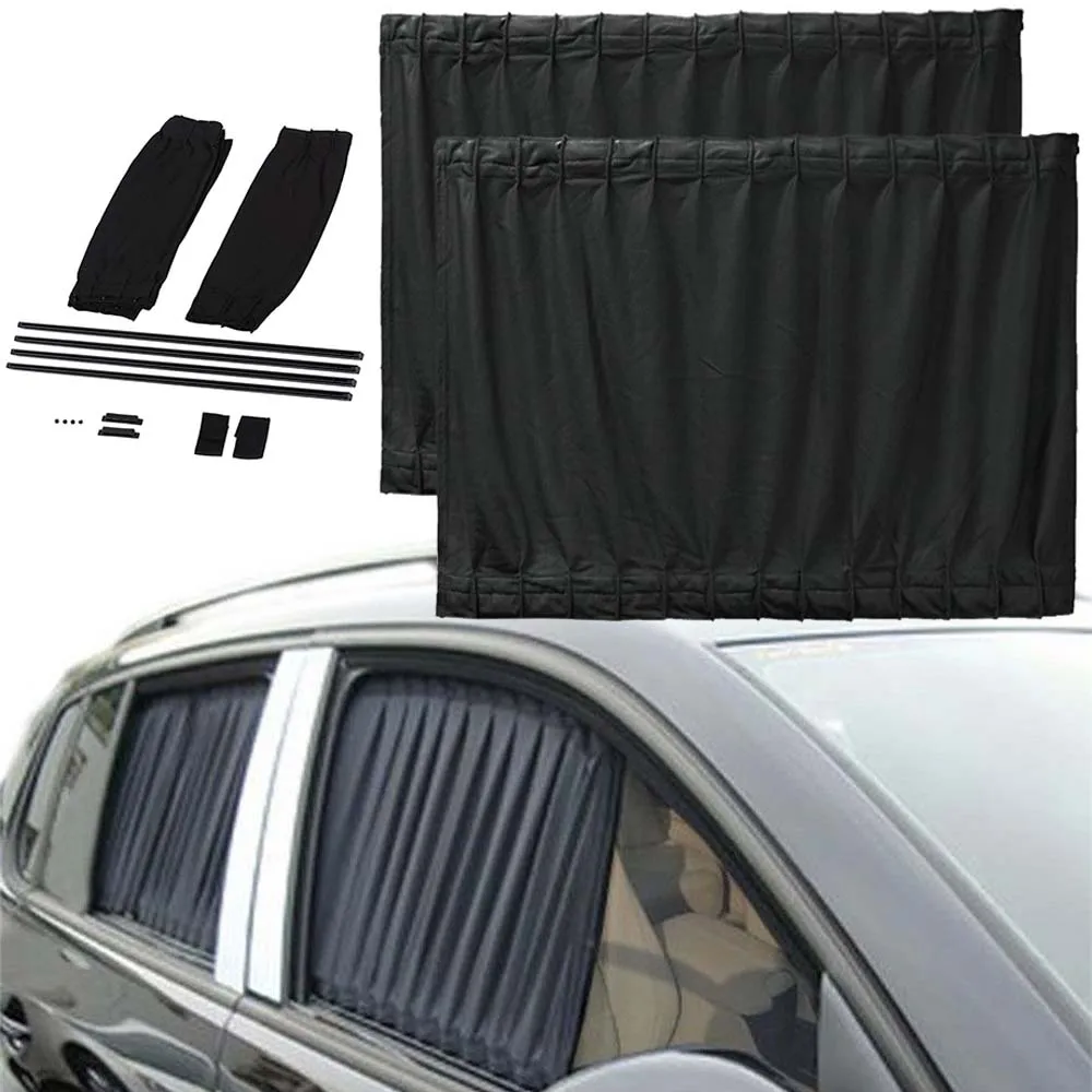 

2Pcs/set 50*44cm Adjustable Car Window Anti-UV Sun Shade Drape Curtain Valance S Size Universal Car Sun Shade