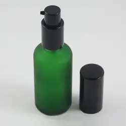 Высокое качество кожи крем упаковка 50 мл стеклянная бутылка, стеклянный лосьон насос бутылка черный алюминиевый насос