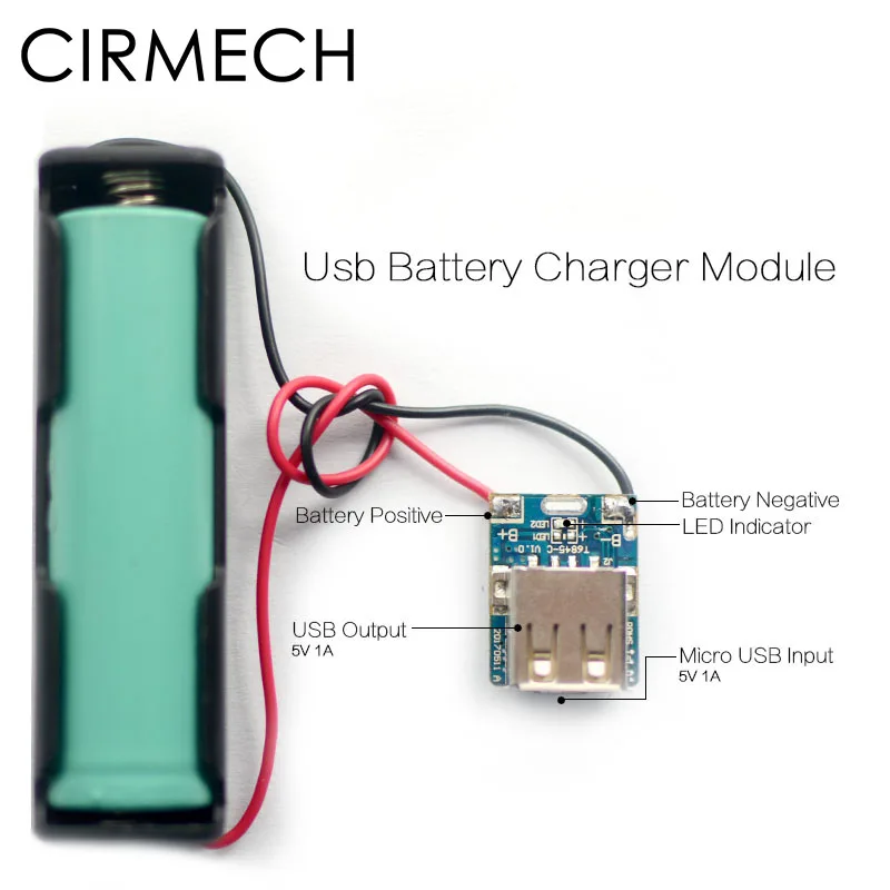 Модуль зарядного устройства CIRMECH Micro USB Li Po Ion 18650 для внешнего аккумулятора 5 В