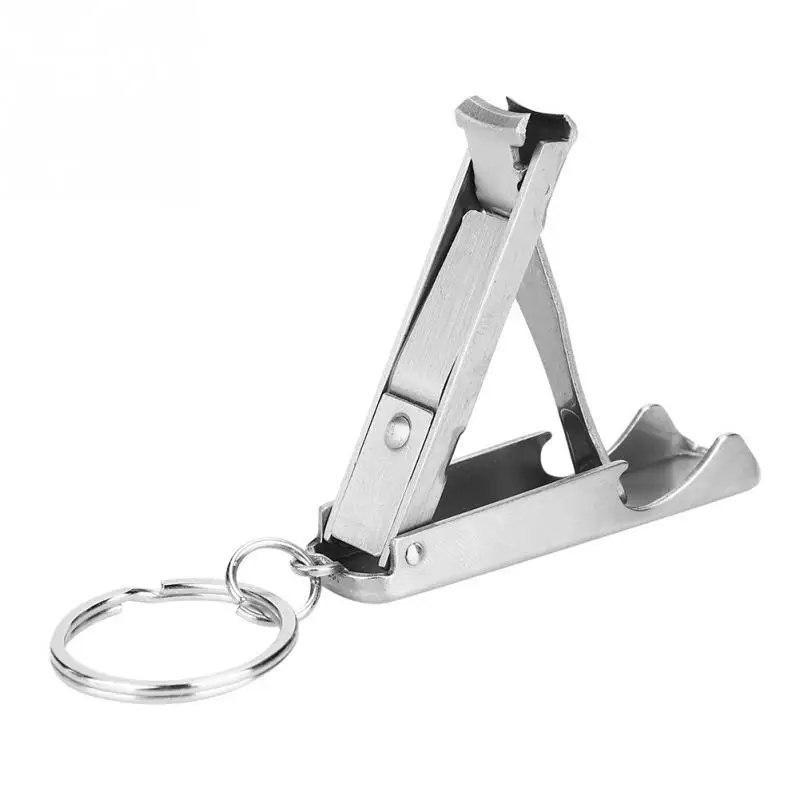 

2 in 1 Multifunction Outdoor Tool Mini Key Chain Ring Stainless Steel Portable Nail Cutter Clippers Bottle Opener