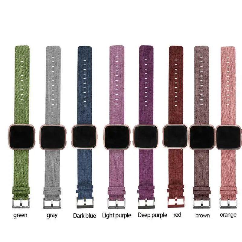 

Canvas Watch Band Strap With Buckle Connector For Fitbit Versa Sport Smartband Easy To Adjust Contracted Design Style