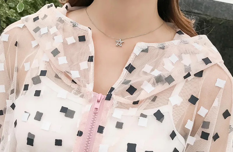 2019 New Summer Women Harajuku Loose Thin Hooded Pink Jacket Cardigan Coat Sun Protection Transparent Jacket Casaco Feminina