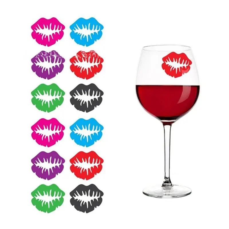 

6 Pcs Silicone Red Wine Glass Marker Drink Marker Creative Lips Shape Glass Identification Marker (Mixed)