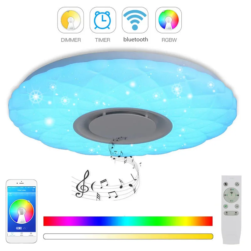 

Dimmable Modern Music Flush Mount Fixture with Bluetooth Speaker APP Control & Remote Control RGB Color Changing Pendant Lamp