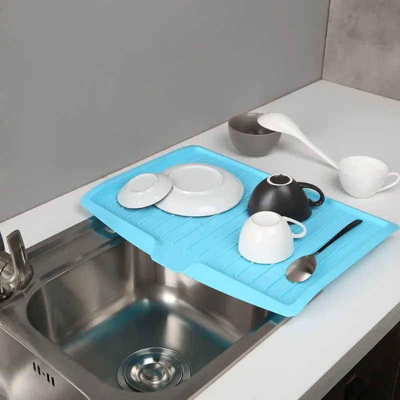 

Big Plastic Dish Drainer Tray Sink Drying Rack Worktop Storage Kitchen Storage Rack Organiser Cutlery Drip Plate Sink Holder