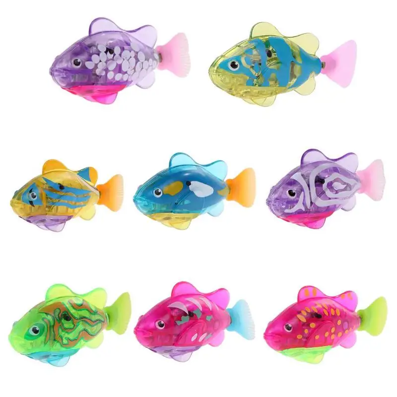 

2019 New Bath Toys Robot Sensor Diving Fish Luminous Electric Swimming Fish Toy for Baby Bathing Shower Children Kids Xmas Gift