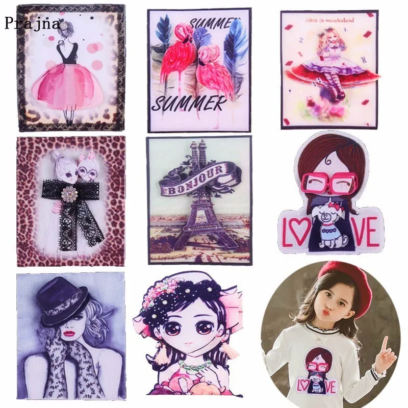 

Prajna Fabric Bubble Cloth Lace Badge Stickers Sew On Bead Printing Patches For Cloth Fashion Style Girl Flamingo Iron Bridge H