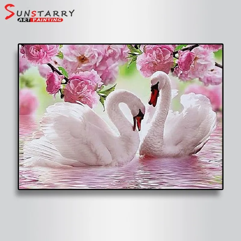 

Sunstarry 5D DIY Diamond Painting Embroidery Swan Crystal Drawing Needlework Full Round Diamond Mosaic Cross stitch Home Decor