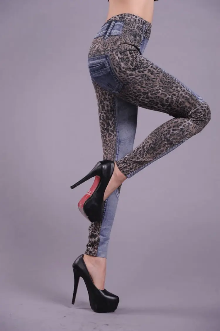 Новые пикантные Модные леопардовые Slim Fit джинсовые брюки-карандаш повседневное для женщин джинсовые штаны