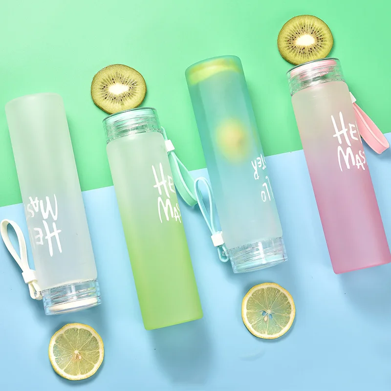 Download Frosted Glass Water Bottle Portable No Frosted Water Bottles Summer Outdoor Sports Transparent ...