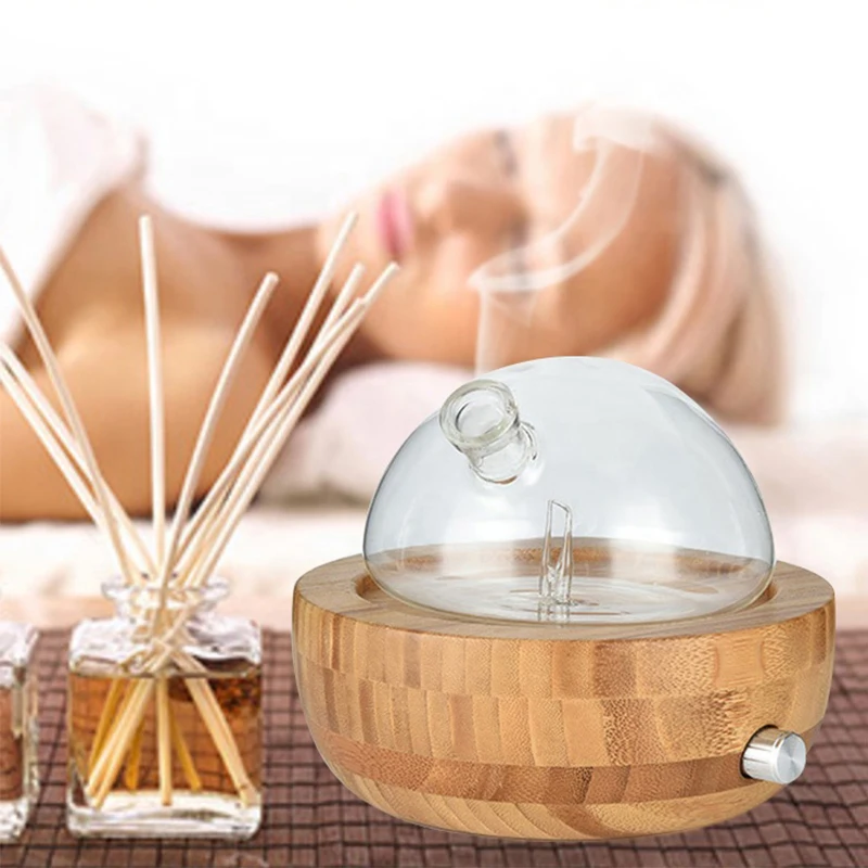 

150ML Bamboo Glass Essential Oil Nebulizer Aromatherapy Diffuser Humidifier Low Noise Mist Control Timer Control Humidifiers