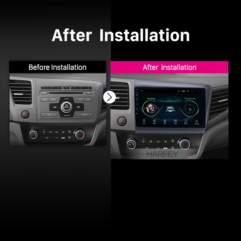 Excellent Harfey 10.1" car multimedia player for Honda Civic 2012 Android 8.1 Radio GPS navigation Audio System with Bluetooth 3G WiFi 5