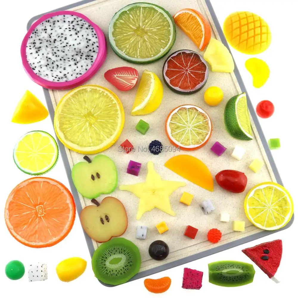 

Gresorth 47 PCS Artificial Fruits Slice of Lemon Cherry Apple Peach Strawberry Orange Dragon Fruit ……