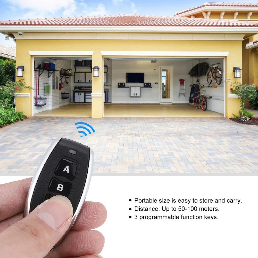 

433MHZ Wireless Universal 3 Key Metal Clone Remote Control Copy for Electric Gate Garage Door