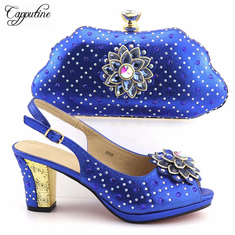 

High Quality Itaian Elegant Woman Shoes And Bag Set African Leisure Pumps Shoes And Purse Set For Wedding Party On Sale TX-658