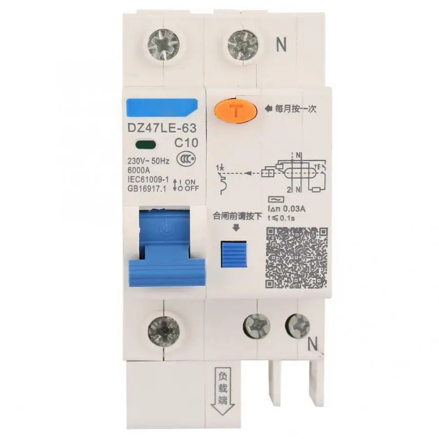 

circuit breaker DZ47LE-63 1P+N 10A Residual Circuit Circuit Breaker Over Current Leakage Protection 12v circuit breaker