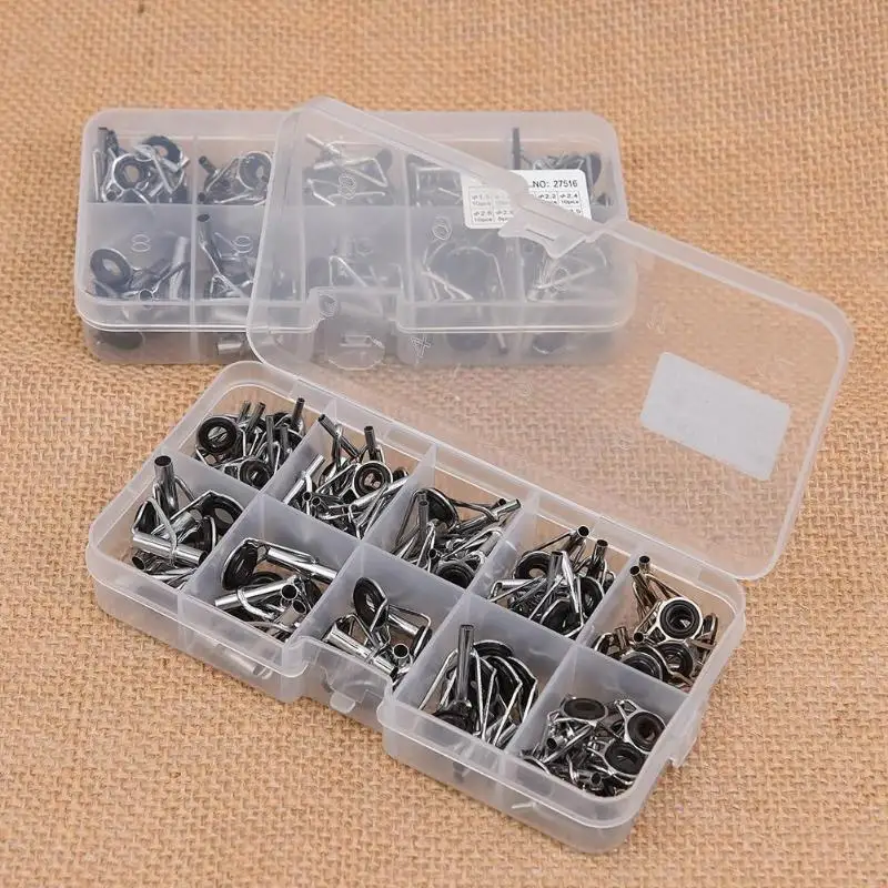

80Pcs Fishing Rod Guide Abu Garcia Angeln Tip Set Repair Kit DIY Eye Ring Stainless Steel Casting Rod Frames Olta Box Promotion
