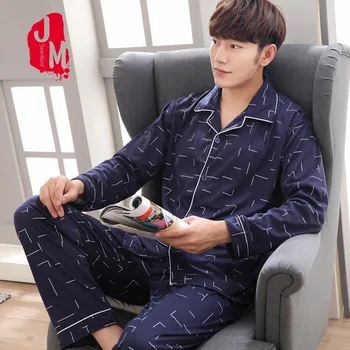 

Cotton Men Pyjama Set Solid Spring Pajama Man Autumn Long Sleeve Pajama Male Turn-down Collar Cardigan Pijama Men L XL XXL XXXL