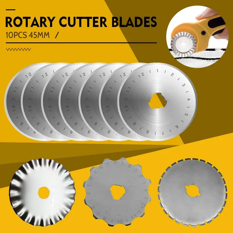 

10PCS 45mm Rotary Cutter Set Blades Fabric Circular Quilting Cutting Patchwork Leathercraft Sewing Tool Quilter Leather Cutter