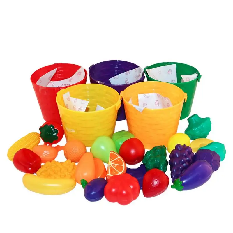 

Fruit Color Matching Play Toy Early Childhood Education Toys With Five-Color Basket For Children