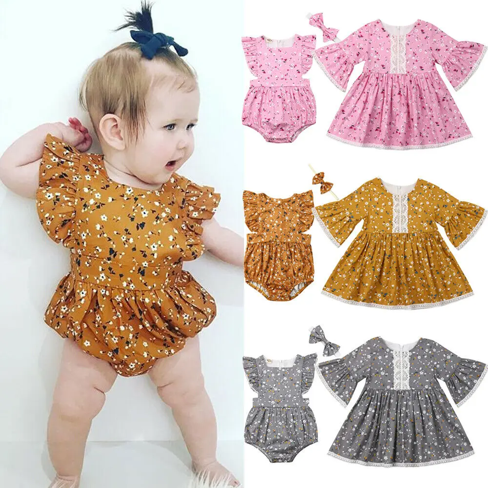 Pudcoco 0-24 M Big Sister платье Семья сестры соответствия для маленьких девочек одежда Кружева Детские Цветочные Комбинезоны Платье с повязкой