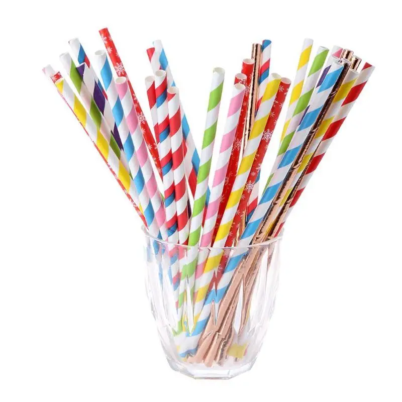 25PCS Paper Drinking Straws Kids Adult Candy Bar Wedding Christmas