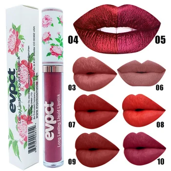 

evpct Makeup Lip Gloss Peony Flower Matte Lipstick Long Lasting Lipstick Shimmer Metal Lipgloss lip tint gloss