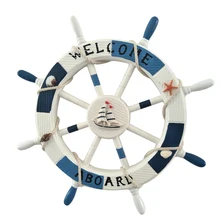 1 boîte de gouvernail de bateau en bois de 45CM, décor mural de volant d'expédition nautique de Style méditerranéen pour la décoration de salon