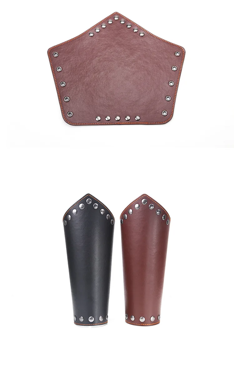 Men Faux Leather Arm Warmers LaceUp Gauntlet Wristband Wide Bracer