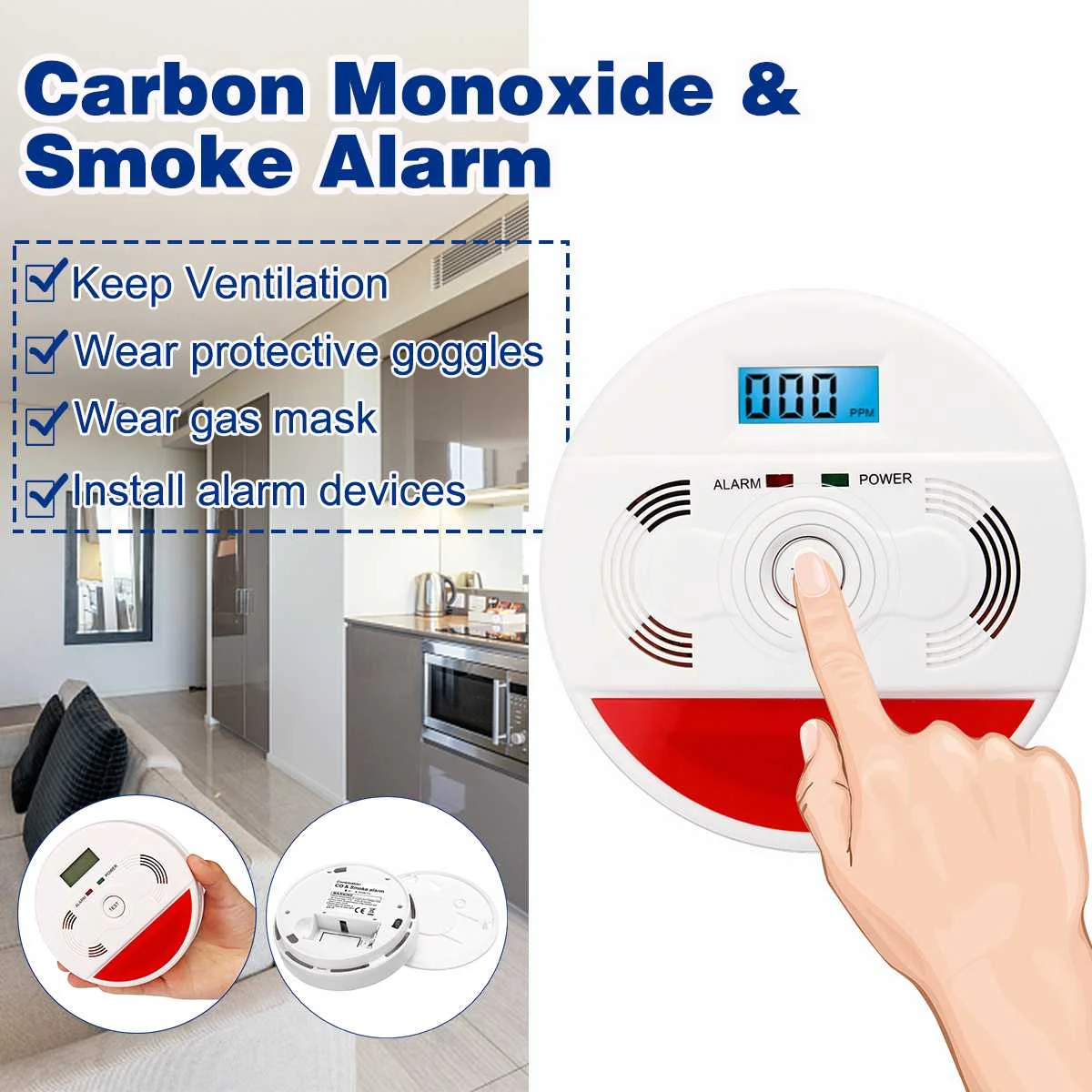 

Professional Home Safety Wireless CO Carbon Monoxide Poisoning Smoke Gas Sensor Warning Alarm Detector LCD Displayer Kitchen
