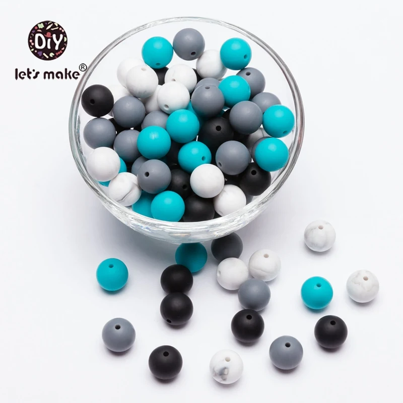 

Let's make Baby Teether 15mm 50pc Round Colorful Silicone Beads Food Grade Silicone Teether DIY Crafts Accessories Teething Toys