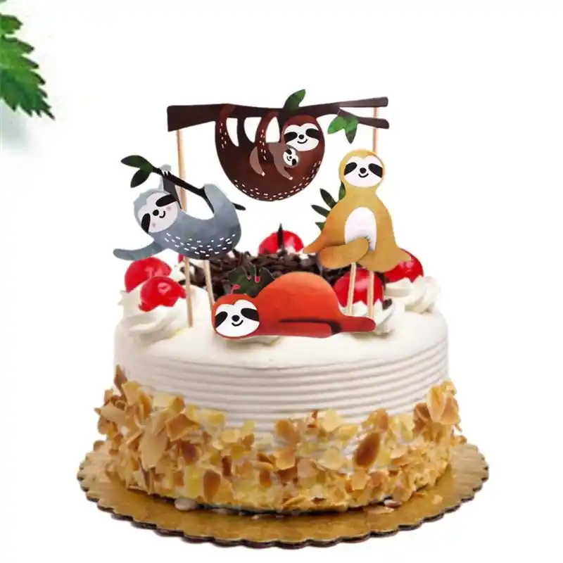 ケーキデコレーション供給 4 個かわいいクリエイティブナマケモノケーキトッパーセットケーキ装飾ケーキインサートカード誕生日祭パーティー ケーキデコレーション用品 Aliexpress