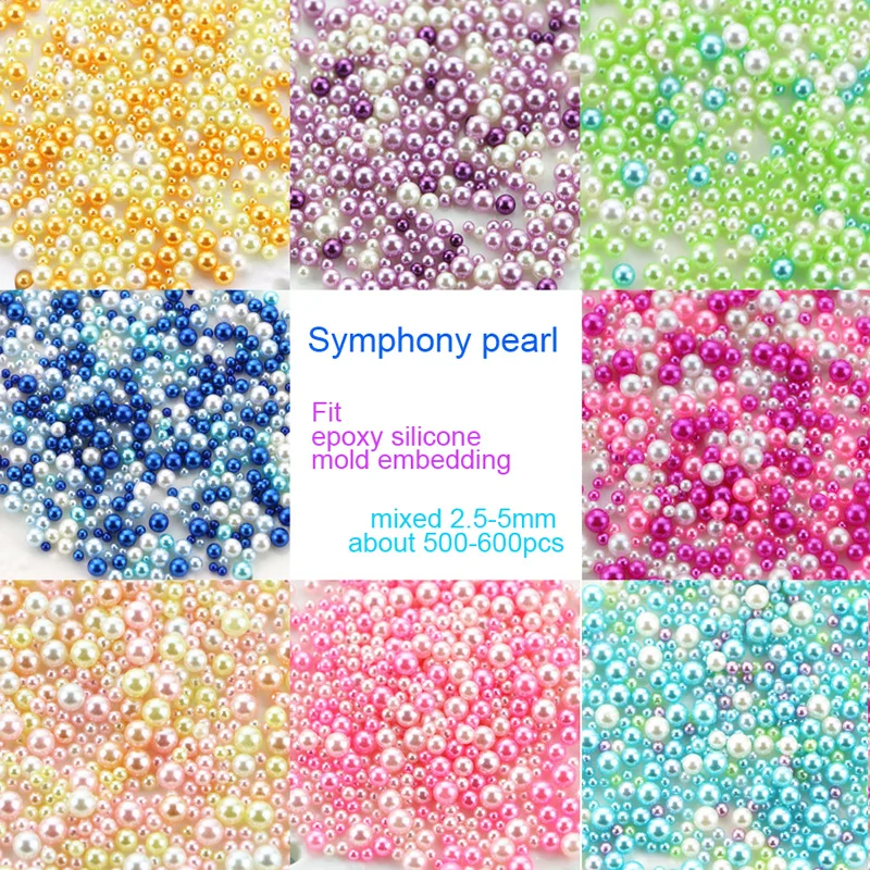 

Mix Round 2.5-5mm ABS Imitation Pearl Beads No Hole Loose Beads 300-400pcs for DIY Jewelry Making for Epoxy Silicone Mold Making