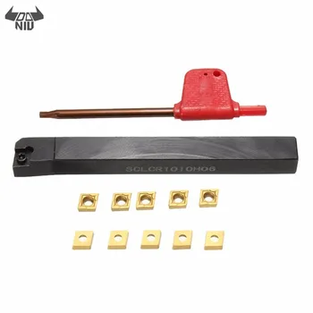

DANIU SCLCR1010H06 10x100mm Lathe Turning Tool Holder With 10pcs CCMT0602 Inserts